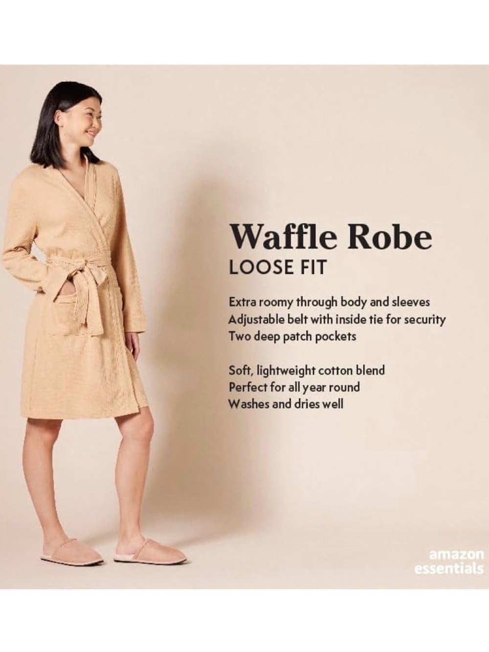 Essentials Waffle Bath Robe - Picture 6 of 7